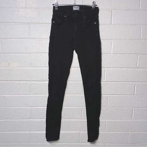 AGOLDE Black Stretch Jeans 25 Waist Women’s Super Stretchy Tapered Skinny Used - Picture 1 of 12